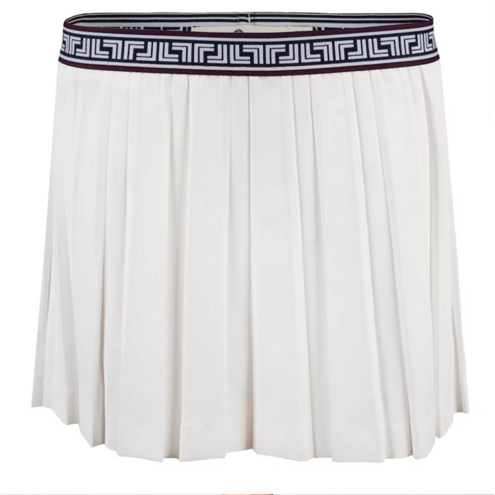 Tory Burch The Tech Twill Geo-T Pleated
Skirt White XS